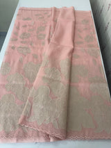 Premium Silk organza saree with applique work MSSA671 PeachPink