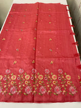Art tussar saree with embroidery MST677