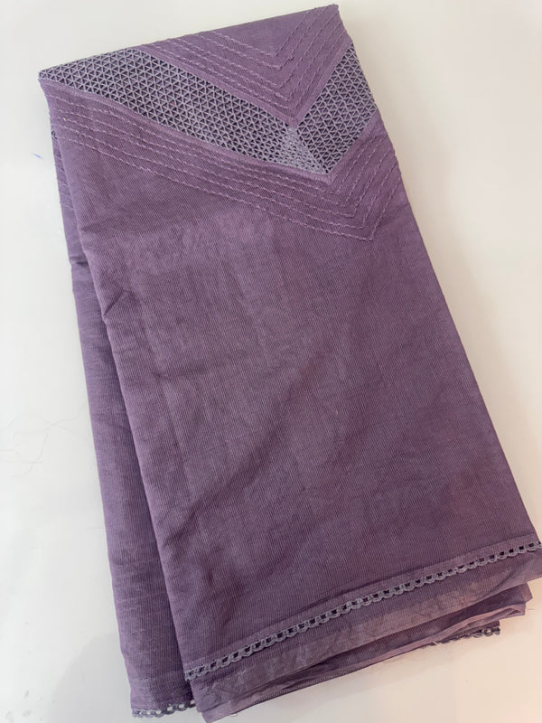 Supernet saree with crochet work and lace border MCJ5433 (V shape Crochet)