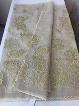 Organza saree with tissue applique work MS5081- CloudGrey
