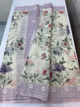 Chanderi digital printed saree with chikankari embriodery MSH171