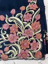 Cutwork Blended Matka Tussar silk saree MS6795 - DarkBlue