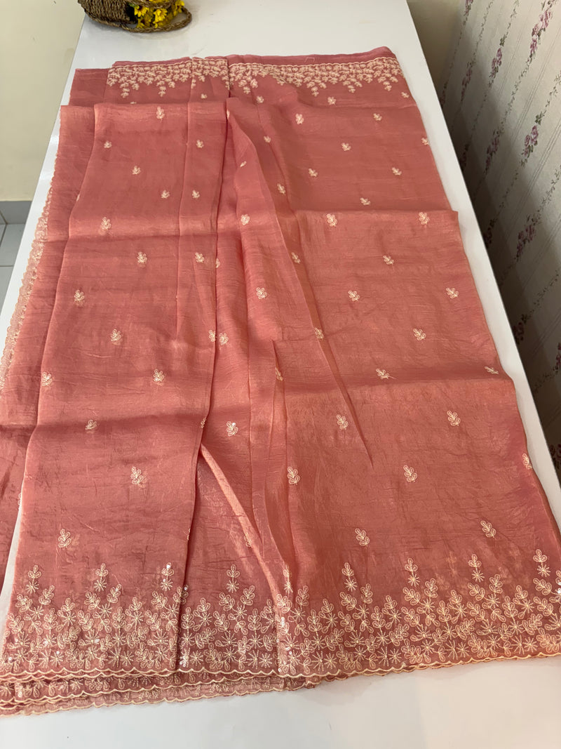 Crush Organza embroidery saree MS9740