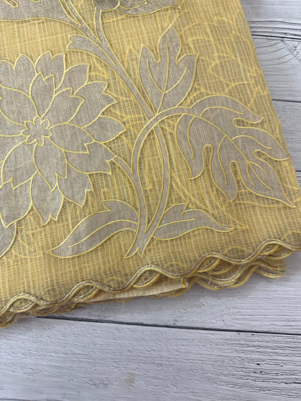 NetKota saree with tissue applique work MS15145 - PastelYellow