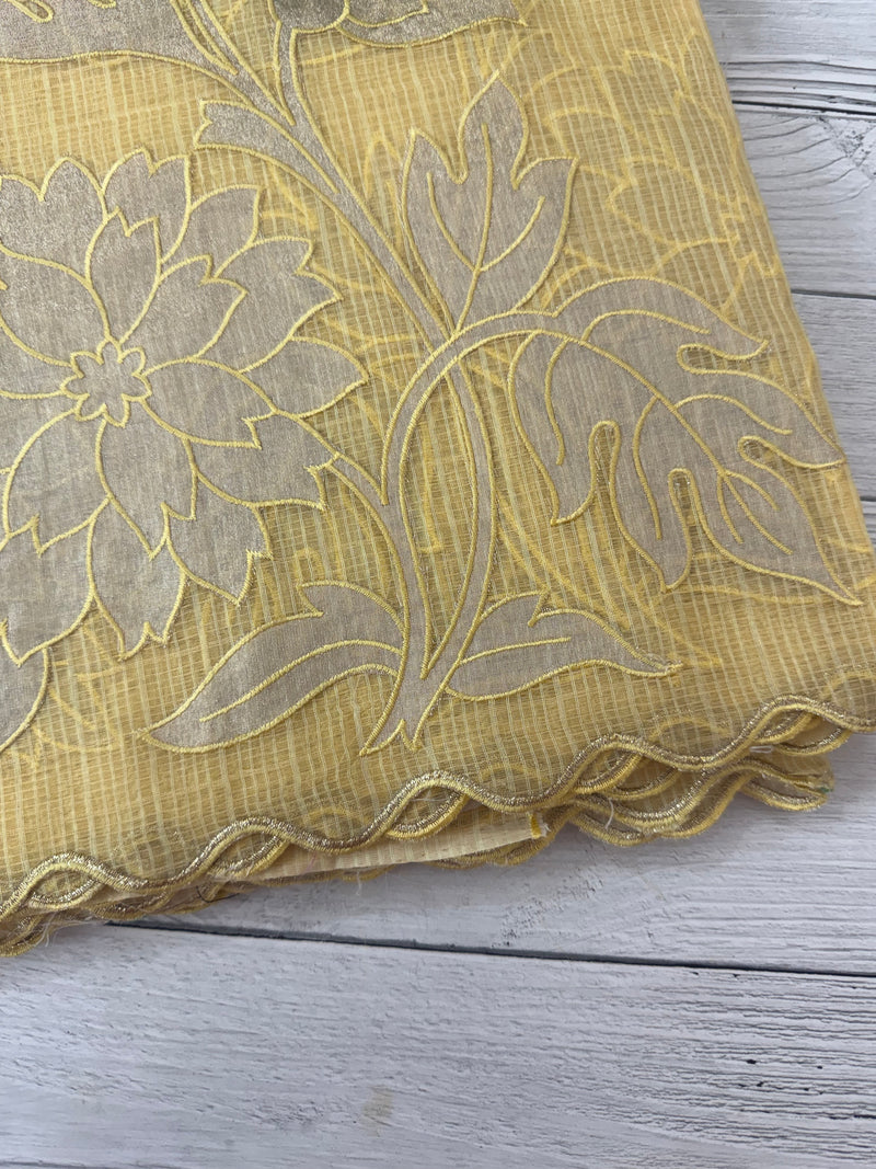 NetKota saree with tissue applique work MS15145 - PastelYellow