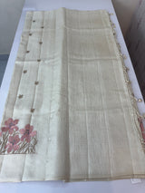 Blended tussar saree with embriodery - MS8665 Cream