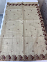 Cutwork Blended tussar saree MTS610 - Chiku