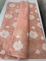 Semi organza saree with applqiue work - MSH256