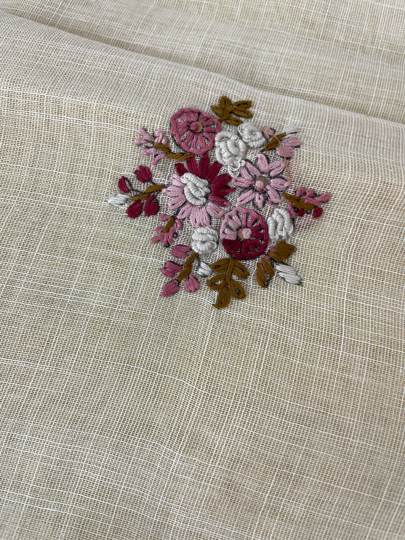 Tissue linen saree with kanta embriodery saree MS88650