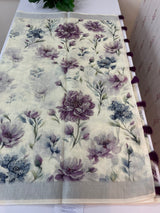 Handworked floral digital printed semi Linen Saree MLS611