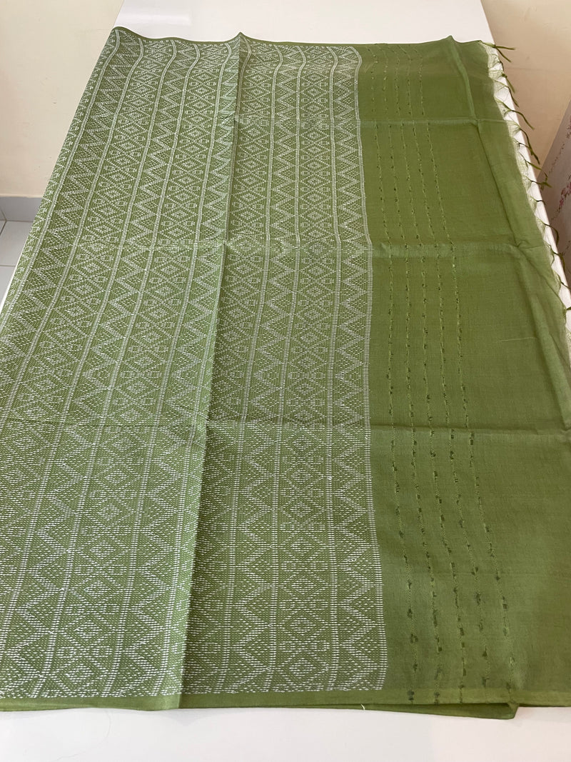 Bhagalpuri Semi tussar saree MS871- LeafGreen