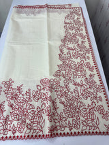 Mul chanderi embriodery saree MSH301 - Offwhite to Red (2)