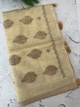 Tussar chanderi saree with embroidery MSTC122 (1)