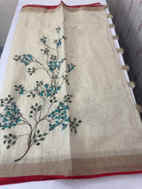 Tissue linen saree with handpainting and kanta work blouse MS14462 (7)