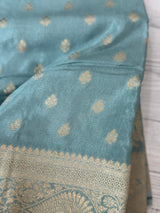 Pure Banarasi crepe Georgette Saree with brocade blouse - MS44987 DuskyBlue