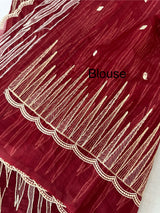 Semi soft Organza saree with zari thread work MSB8433 Maroon