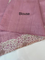 Cutwork Semi tussar saree MTSS879 OnionPink