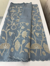 Blended Tussar silk saree with tissue applique work- MSH193 DuskyBlue