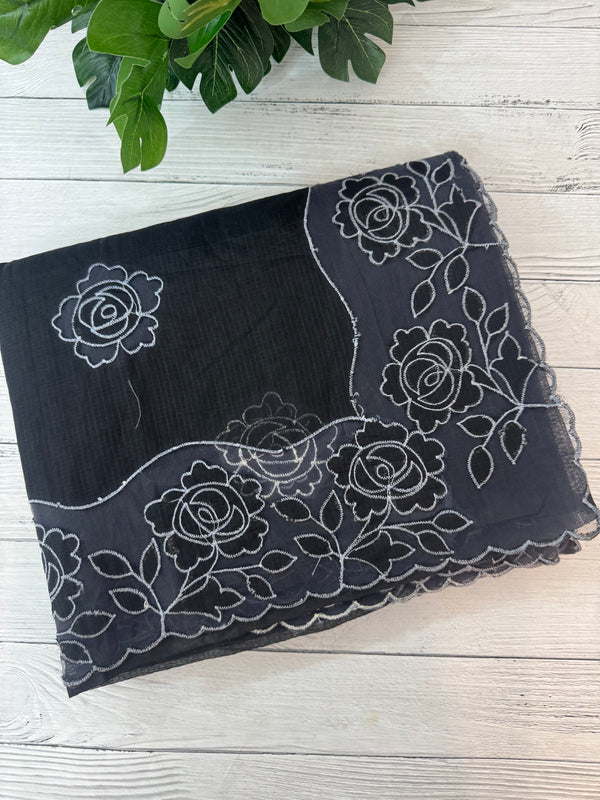 NetKota Applique work saree  MSH110- Black