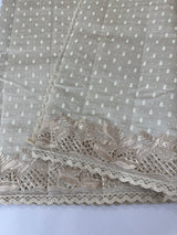 Cutwork blended tussar saree   - Cream MS5222