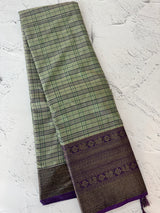 Checks Semi kanchi silk saree with blouse MBS7859