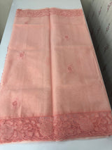 Viscose Organza saree with applique work-MSH101 Peach