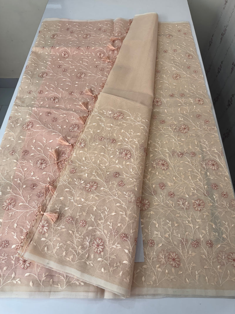 Kota silk saree with embroidery MSH199 PastelPeach