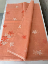 Kota checks saree with embroidery MS7699- Peach