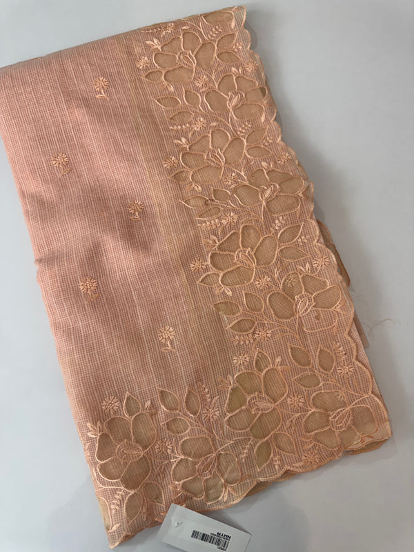 Soft kota silk saree with applique work MS85432 Peach