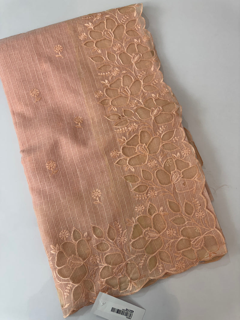 Soft kota silk saree with applique work MS85432 Peach