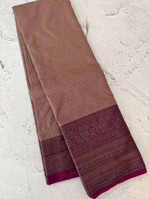 Checks Semi kanchi silk saree with blouse MBS7859