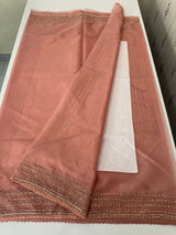 Handworked Organza saree and blouse MCW376 Peach
