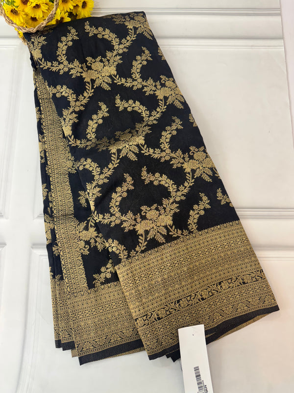 Banarasi viscose Georgette saree SEFNMRM - Black