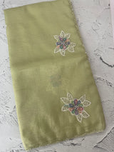 Soft crush Organza saree with applique work MBS679- PastelDustyGreen