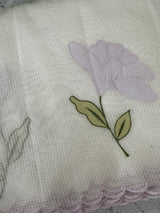 Moonga checks saree with applique work MS81789 - White to Lavender