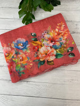 Digital printed semi Linen Saree MLS711- Peach