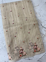 Silky kota embroidery saree with One side border MSK876(2) - Beige