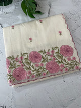 Mul chanderi embriodery saree with scalloped borders MSH176