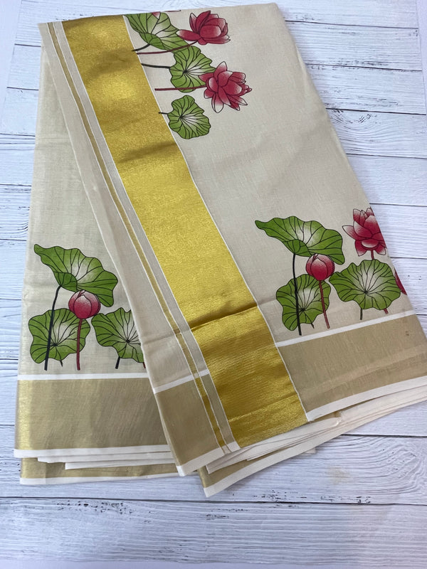Kerala printed tissue saree