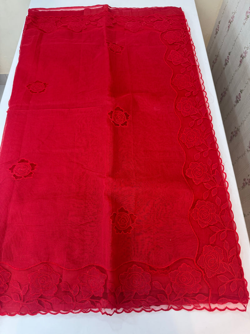 NetKota Applique work saree  MSH110- Red