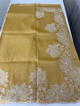 Tissue mix soft Organza saree with applique work MSCK38 Yellow