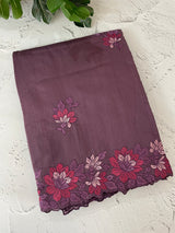 Crushed Blended tussar silk saree with embroidery- MSB7666 Mauve