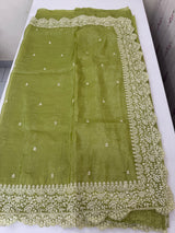 Soft crush Organza saree with embroidery and pearl work MS14790