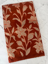 Semi organza saree with appliqué work - MSH906 RustOrange