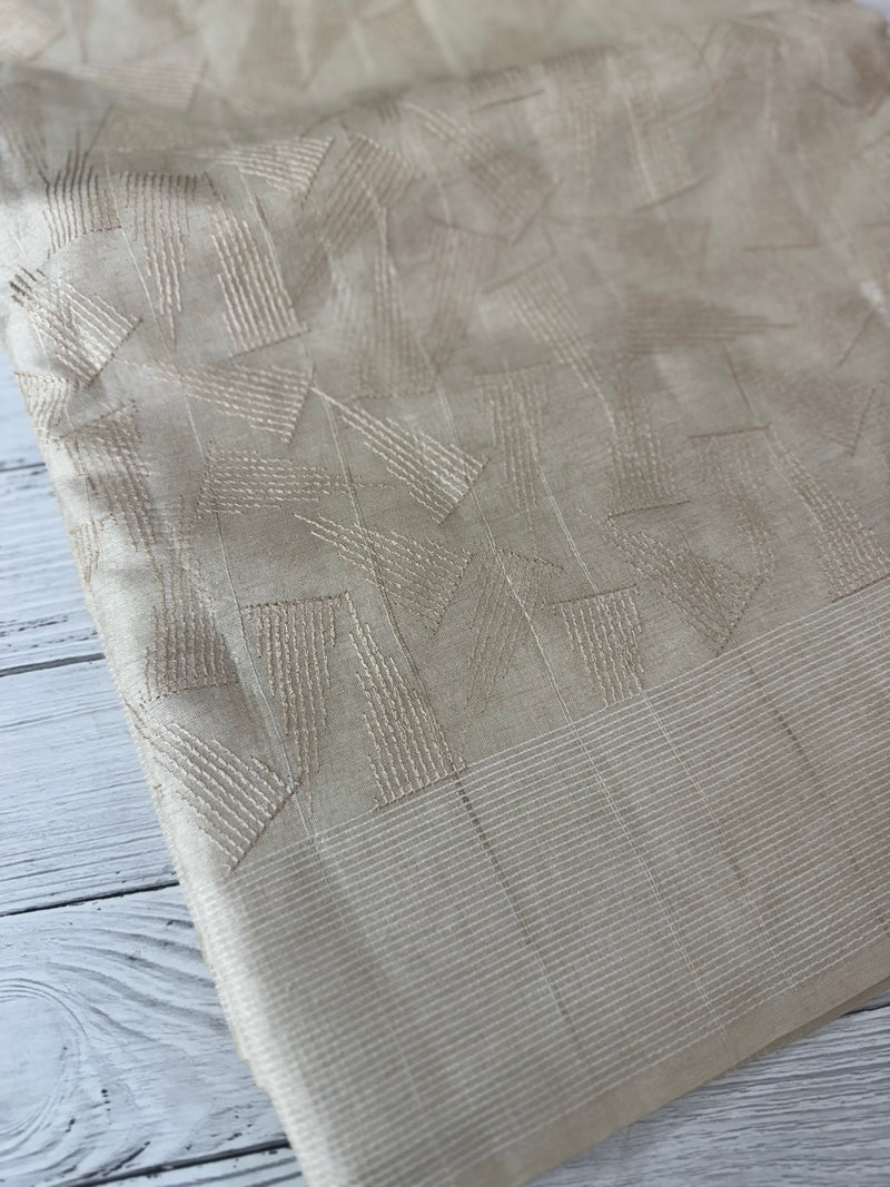 Blended tussar saree with embriodery - MS8665 (1)Pearl Cream