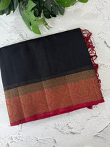Jute silk sarees with contrast pallu & blouse MJL396