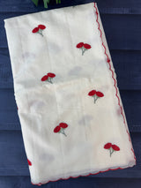 Mul chanderi embriodery saree with scalloped borders MSH115