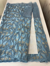 Glass organza saree with thread work- MOS351