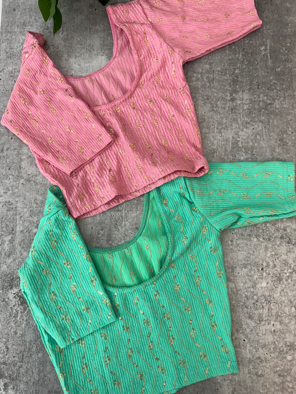 Stretchable Readymade blouse with sequence work : SIZE 32 - Combo 9