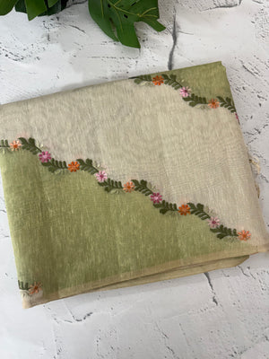 Soft Jute tissue saree with embroidery MJT671